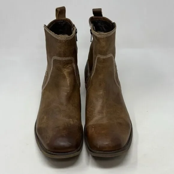 Bed Stu Revolution Boots Mens 10 Brown Distressed Leather Side Zip Ankle Hipster - Picture 6 of 16